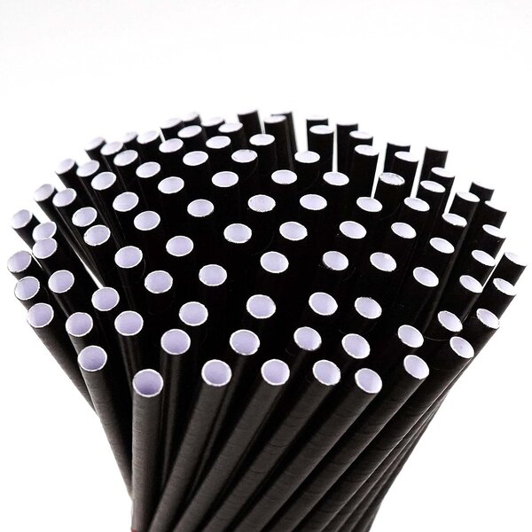 Papieren rietjes | 8x240mm | zwart | 2400 stuks
