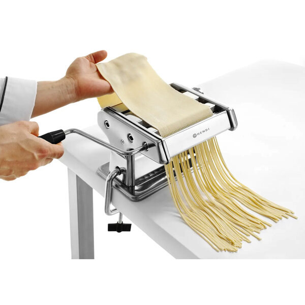 Pastamachine | Handmatig | Cap. 140mm | Instelbare Dikte (0.2-2.5mm) | Deegroller + Tagliatelle + Fettuccine | 382x440x340(h)mm