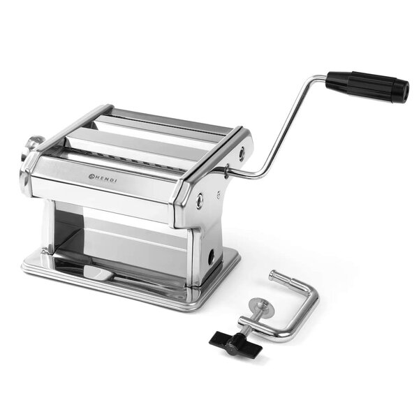 Pastamachine | Handmatig | Cap. 140mm | Instelbare Dikte (0.2-2.5mm) | Deegroller + Tagliatelle + Fettuccine | 382x440x340(h)mm