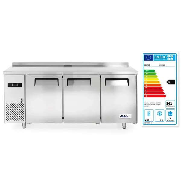Koelwerkbank | KitchenLine | 390L | 3 Deuren | -2°C/+8°C | Geforceerd | 0.27kW | Achteropstand | 1800x600x850/890(h)mm