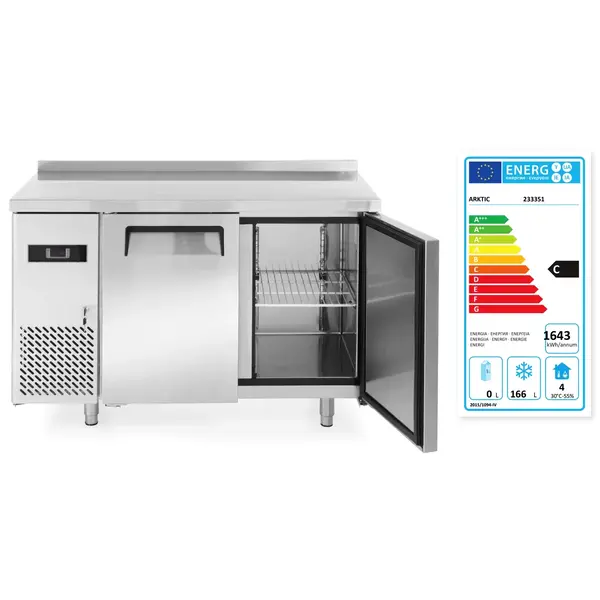 Vrieswerkbank | KitchenLine | 220L | 2 Deuren | -17°C/-22°C | Geforceerd | Achteropstand | 1200x600x850/890(h)mm