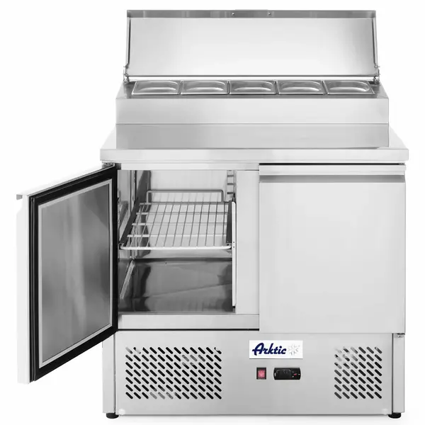 Saladette | KitchenLine | 300L | 2 Deuren (1/1 GN) | Boven 5x 1/6 GN | -2°C/+8°C | Geforceerd | 0.31kW | Klapdeksel | 900x700x880/1055(h)mm