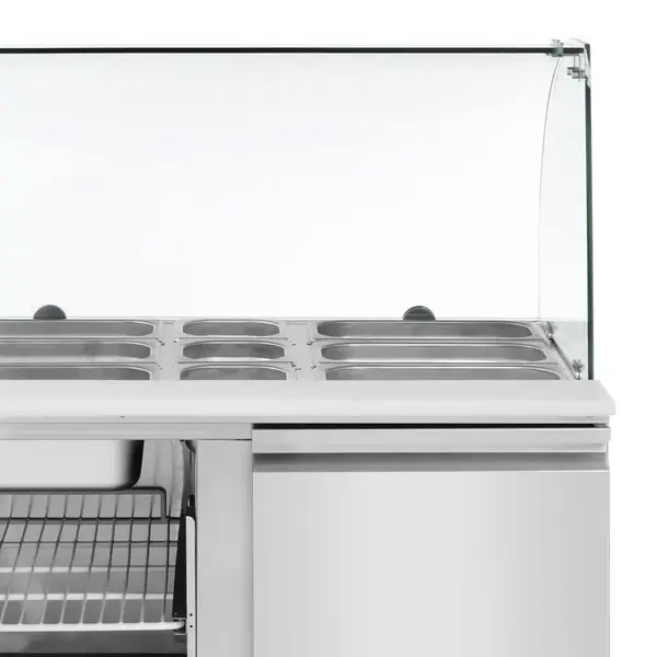 Saladette | KitchenLine | 300L | 2 Deuren (1/1 GN) | Boven 2x 1/1 GN + 3x 1/6 GN | -2°C/+8°C | Geforceerd | Glasopzet + Snijblad | 900x700x880/1300(h)mm