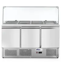 Arktic by HENDI Saladette | KitchenLine | 380L | 3 Deuren (1/1 GN) | Boven 4x 1/1 GN | -2°C/+8°C | Geforceerd | Glasopzet + Snijblad | 1365x700x880/1300(h)mm 