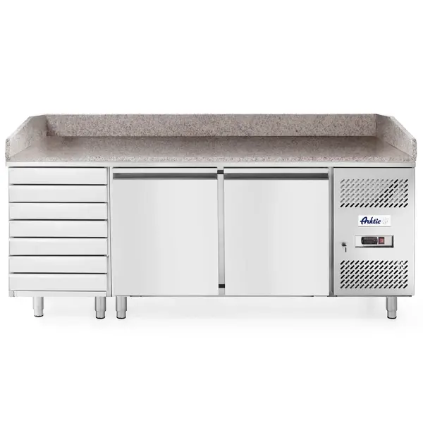 Pizzawerkbank | Energiezuinig | 280L | 2 Deuren + 7 Deegladen (EN600x400) | -2°C/+8°C | Geforceerd | 0.25kW | 2010x800x850/1000(h)mm
