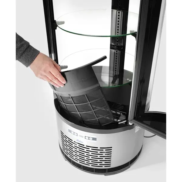 Gebaksvitrine | 100L | RVS/Zwart | 0°C/+6°C | Geforceerd | 4 Niveaus | Ø480x1030(h)mm