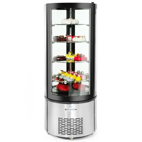 Gebaksvitrine | 360L | RVS/Zwart | 0°C/+6°C | Geforceerd | 5 Niveaus | Wielen (Geremd) | Ø680x1750(h)mm