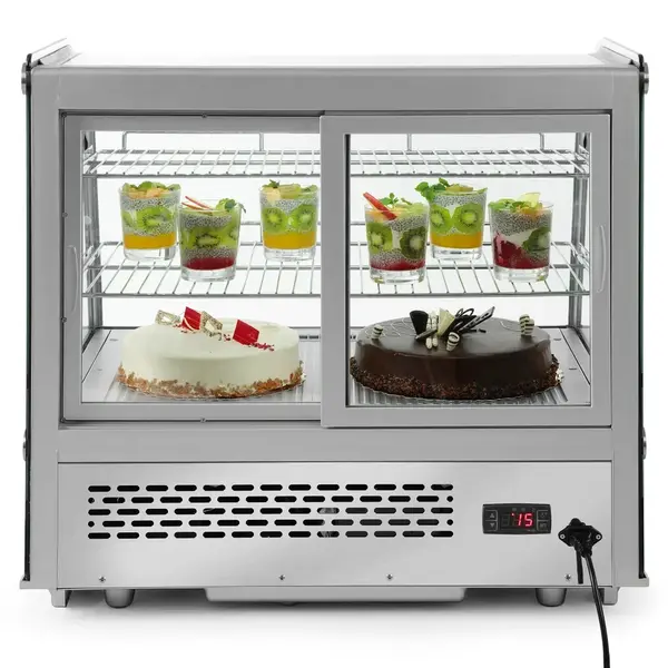 Koelvitrine | 120L | RVS/Zwart | 0°C/+6°C | Geforceerd | 3 Niveaus | 686x568x686(h)mm