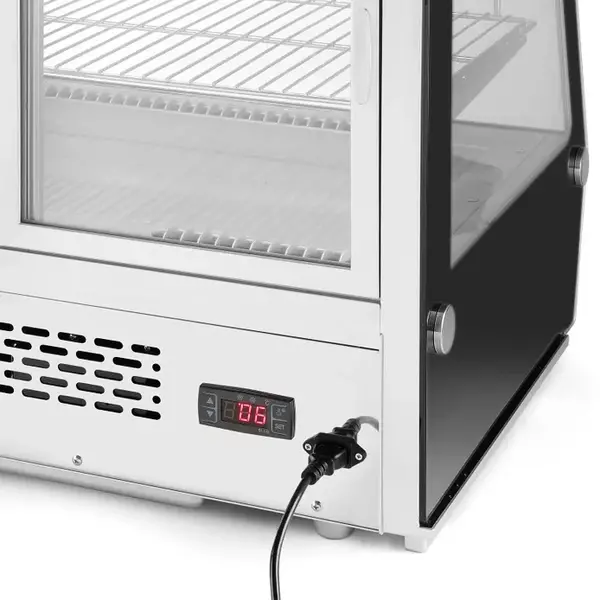 Koelvitrine | 160L | RVS/Zwart | 0°C/+6°C | Geforceerd | 3 Niveaus | 850x568x686(h)mm