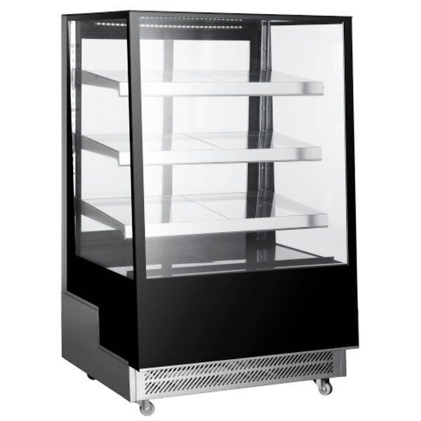 Koelvitrine | 500L | RVS/Zwart | 0°C/+6°C | Geforceerd | 4 Niveaus | Wielen (Geremd) | 900x805x1445(h)mm