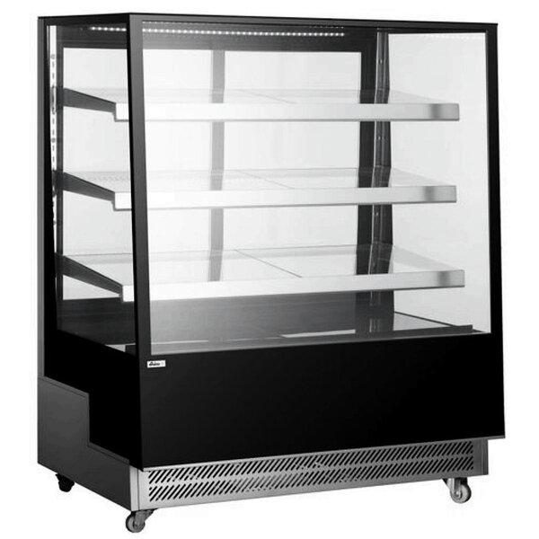 Koelvitrine | 650L | RVS/Zwart | 0°C/+6°C | Geforceerd | 4 Niveaus | Wielen (Geremd) | 1200x805x1445(h)mm