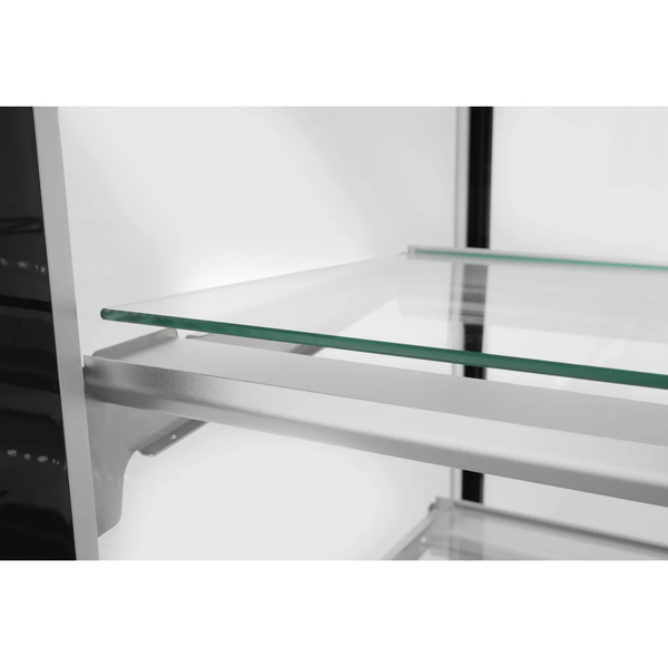 Koelvitrine | 410L | RVS/Zwart | 0°C/+6°C | Geforceerd | 3 Niveaus | Wielen (Geremd) | 1215x675x1210(h)mm