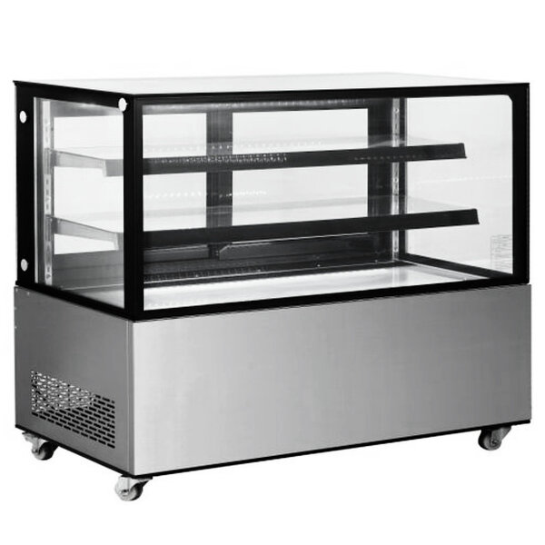 Koelvitrine | 510L | RVS/Zwart | 0°C/+6°C | Geforceerd | 3 Niveaus | Wielen (Geremd) | 1515x675x1210(h)mm