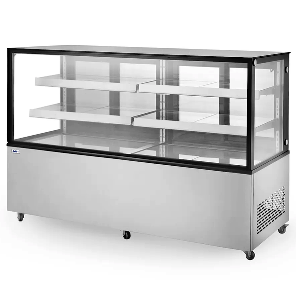 Koelvitrine | 610L | RVS/Zwart | 0°C/+6°C | Geforceerd | 3 Niveaus | Wielen (Geremd) | 1815x675x1210(h)mm