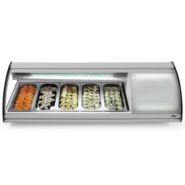 Sushivitrine | Wit/Zwart | 5x 1/3 GN | 0°C/+6°C | Statisch | Compressor Rechts | 1307x450x330(h)mm