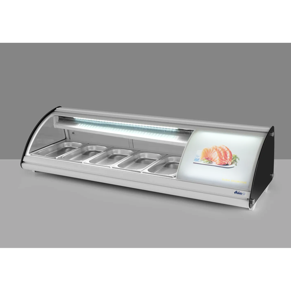 Sushivitrine | Wit/Zwart | 5x 1/3 GN | 0°C/+6°C | Statisch | Compressor Rechts | 1307x450x330(h)mm