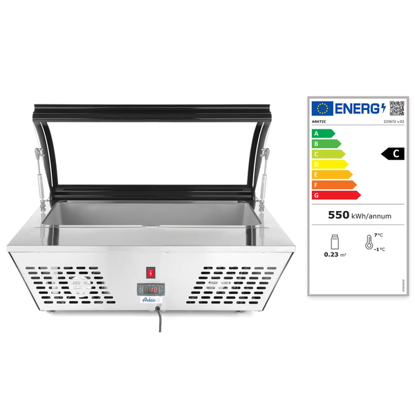 Opzetkoelvitrine | 4x 1/3 GN of 8x 1/6 GN | 0°C/+3°C | Geforceerd | 767x612x328(h)mm