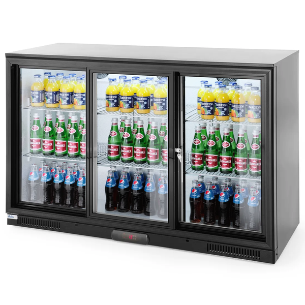 Barkoelkast | 303L | Zwart | +2°C/+10°C | Geforceerd | 0.22kW | Schuifdeuren | 1335x500x900(h)mm