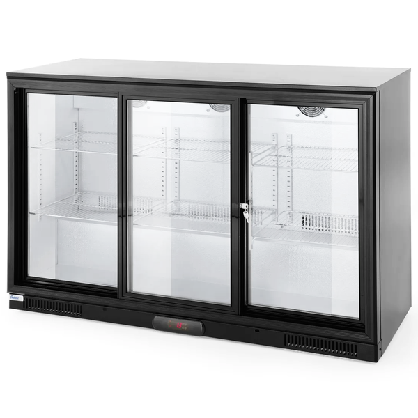 Barkoelkast | 303L | Zwart | +2°C/+10°C | Geforceerd | 0.22kW | Schuifdeuren | 1335x500x900(h)mm