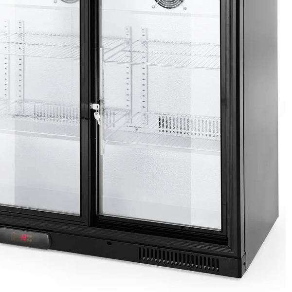 Barkoelkast | 303L | Zwart | +2°C/+10°C | Geforceerd | 0.22kW | Schuifdeuren | 1335x500x900(h)mm