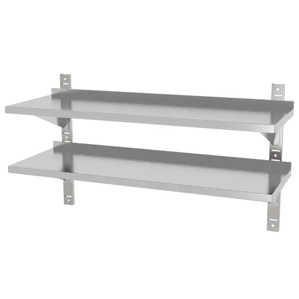 Wandschap | RVS | 2 Niveaus | Verstelbare Hoogte | Diepte 300 | Hoogte 600 | Breedte 800-1400 | Incl. Bevestiging
