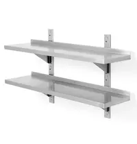 HENDI Wandschap | RVS | 2 Niveaus | Verstelbare Hoogte | Diepte 300 | Hoogte 600 | Breedte 800-1400 | Incl. Bevestiging 