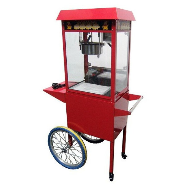 Popcornmachine + Onderstel | Rood | 1.35kW (230V) | Wielen | 560x417x1560(h)mm