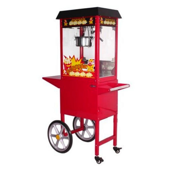 Popcornmachine + Onderstel | Rood | 1.35kW (230V) | Wielen | 560x417x1560(h)mm