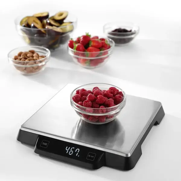 Keukenweegschaal | RVS/Kunststof | Max. 15kg | 1g Nauwkeurig | Draadloos | Touchbediening | 266x269x34(h)mm