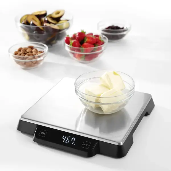 Keukenweegschaal | RVS/Kunststof | Max. 15kg | 1g Nauwkeurig | Draadloos | Touchbediening | 266x269x34(h)mm