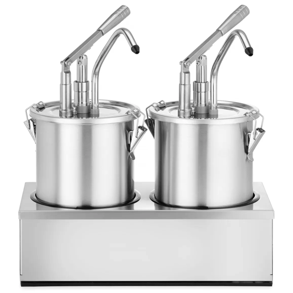 Sausdispenserset | RVS | 2x 5L | Portie 35ml | Incl. Houder | 400x200x440(h)mm