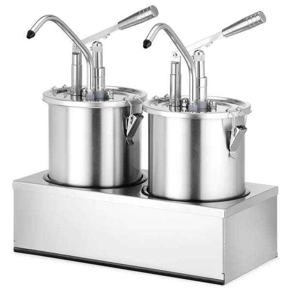 Sausdispenserset | RVS | 2x 5L | Portie 35ml | Incl. Houder | 400x200x440(h)mm