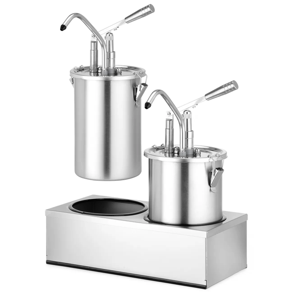 Sausdispenserset | RVS | 2x 5L | Portie 35ml | Incl. Houder | 400x200x440(h)mm