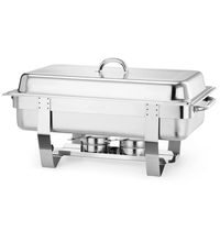 HENDI Chafing Dish Set | FIORA | RVS | 1/1 GN (9L) | Incl. Extra GN-bakken (2x 1/2 GN + 3x 1/3 GN) | 585x358x315(h)mm 