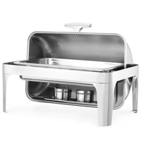 HENDI Chafing Dish | ProfiLine | RVS | 1/1 GN (9L) | Rolltop Deksel | 660x490x460(h)mm