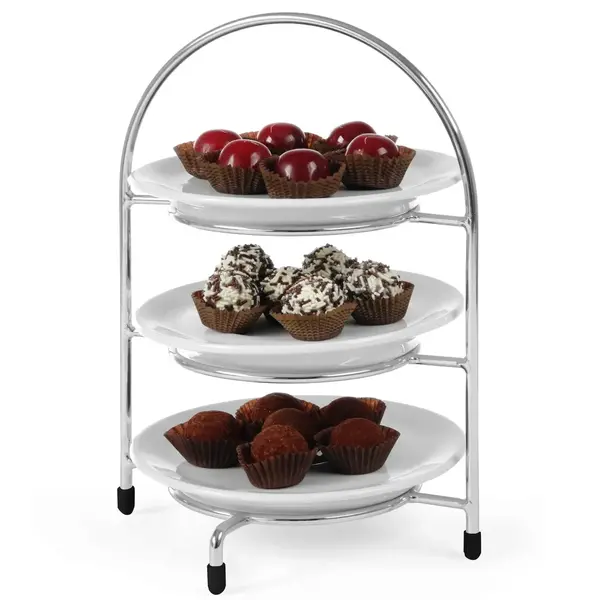 Etagère/Serveerstandaard | Verchroomd | 3x Ø170mm | 185x175x260(h)mm