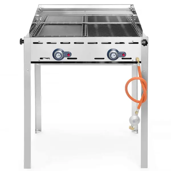 Barbecue | GreenFire | Propaangas | 2 Roosters (2x 1/1 GN) | 2 Branders | 11.6kW | Windkap | 740x612x825(h)mm