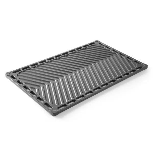 Bakplaat | HENDI GreenFire Barbecues | Gietijzer | Dubbelzijdig (Gegroefd/Glad) | 1/1 GN