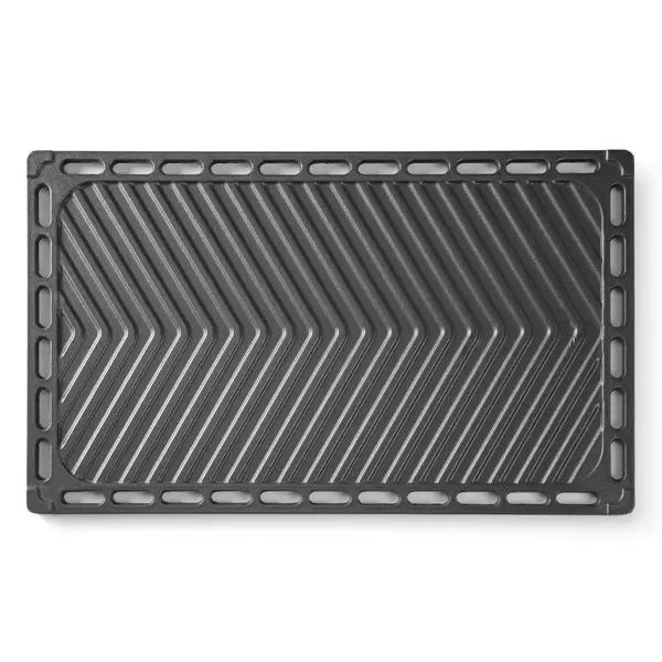 Bakplaat | HENDI GreenFire Barbecues | Gietijzer | Dubbelzijdig (Gegroefd/Glad) | 1/1 GN