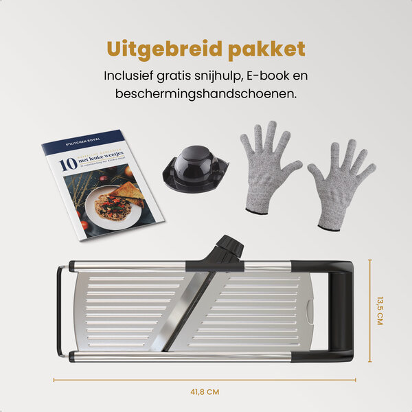 Mandoline Groentesnijder | Kunststof/RVS | Incl. Beschermingshandschoenen | BPA-Vrij