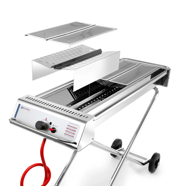 Barbecue | XENON PRO | Propaangas | 2 Roosters (860x260) | 1 Brander | 7.5kW | Inklapbaar | Wielen | 1120x410x900(h)mm