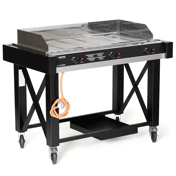 Barbecue | ATLANTA | Propaangas | Roosters (1100x500) | 3 Branders | 13kW | Wielen (Geremd) | 1285x770x917(h)mm