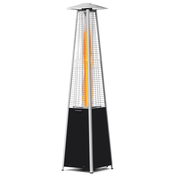 Terrasverwarmer | PIRAMIDE | Aluminium/Zwart | Propaangas | 11.2kW | Zichtbare Sfeervlam | 500x500x2220(h)mm