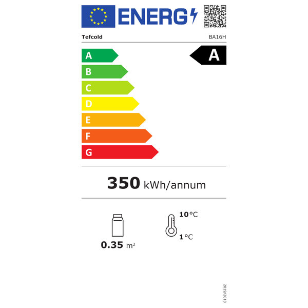 Barkoelkast | SERIE BA | Energiezuinig | 125L | Zwart | +2°C/+10°C | Geforceerd | 600x520x870(h)mm