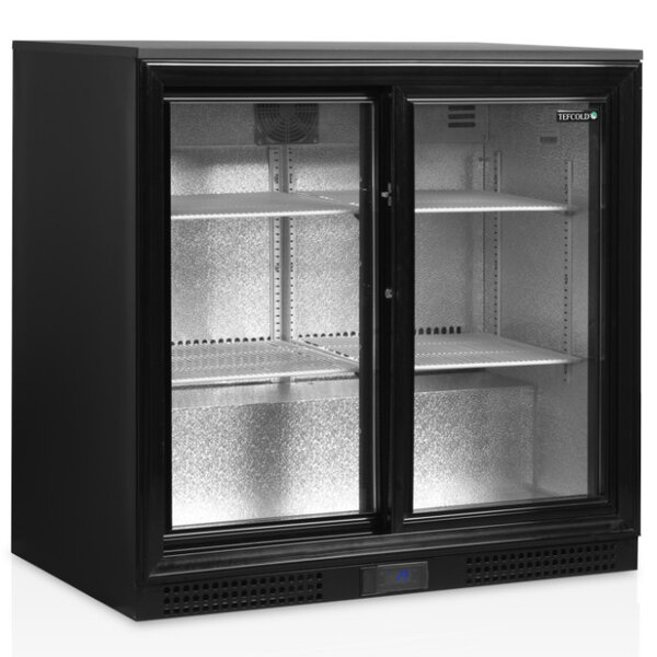 Barkoelkast | SERIE DB | Energiezuinig | 190L | Zwart | +2°C/+10°C | Geforceerd | Schuifdeuren | 900x520x870(h)mm