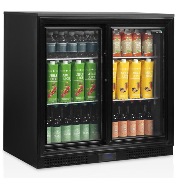 Barkoelkast | SERIE DB | Energiezuinig | 190L | Zwart | +2°C/+10°C | Geforceerd | Schuifdeuren | 900x520x870(h)mm