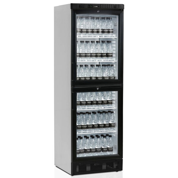 Drankenkoeling | SERIE SCU | 372L | Wit/Zwart | +2°C/+10°C | Statisch + Ventilator | 2 Deuren (Verticaal) | Wielen | 595x640x1840(h)mm