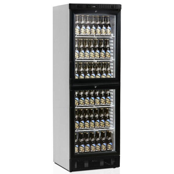 Drankenkoeling | SERIE SCU | 372L | Wit/Zwart | +2°C/+10°C | Statisch + Ventilator | 2 Deuren (Verticaal) | Wielen | 595x640x1840(h)mm