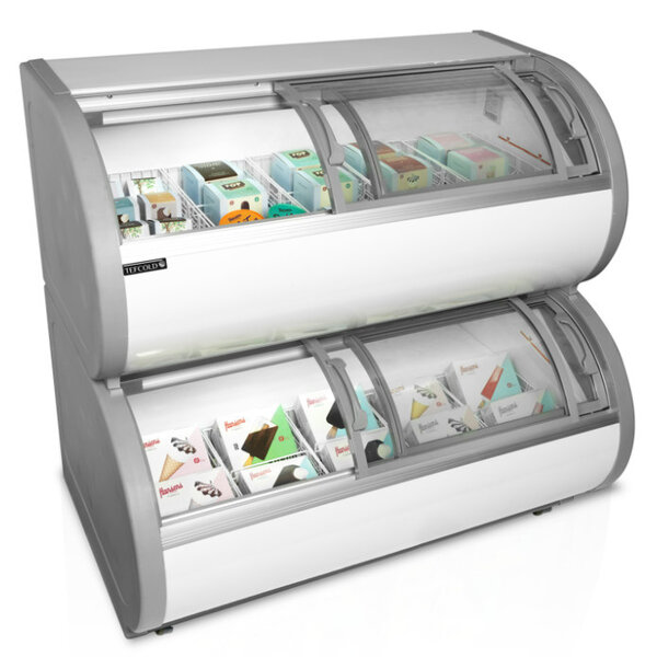 Supermarkt Vrieskist | 450L | Grijs/Wit | -15°C/-21°C | Statisch | Schuifdeksels | 2 Etages | 1210x790x1213h)mm