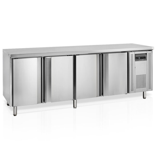 Koelwerkbank | 480L | 4 Deuren | -2°C/+10°C | Geforceerd | 0.3kW | Werkblad Afneembaar | 2230x600x880(h)mm